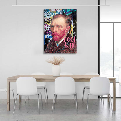 Canvas Wall Art Print Self-Portrait of Van Gogh on the background of graffiti