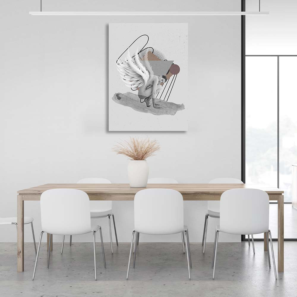 Angel girl on the background of geometric abstraction Canvas Wall Art Print