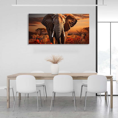 Canvas Wall Art Print Elephant in the savannah