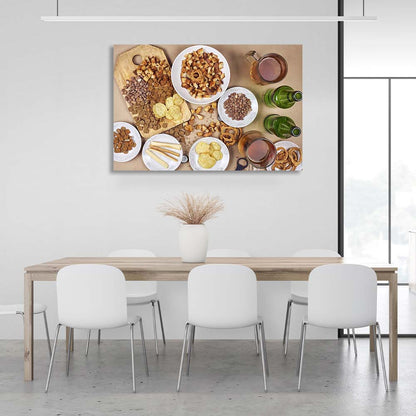 Canvas Wall Art Print For Kitchen Diversity of beer snacks