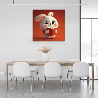 To the children's room Bunny with a book Canvas Wall Art Print