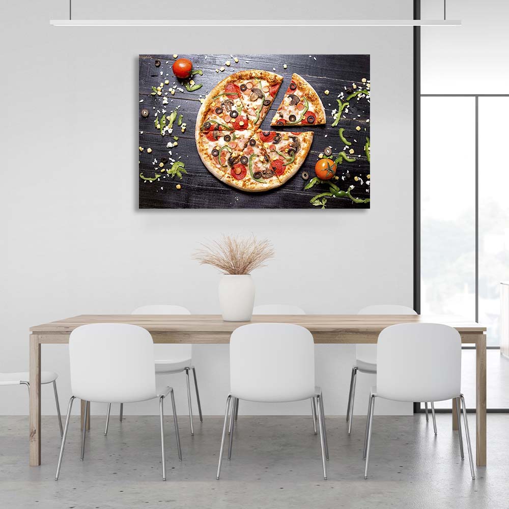 Canvas Wall Art Print For Kitchen Pizza with salami