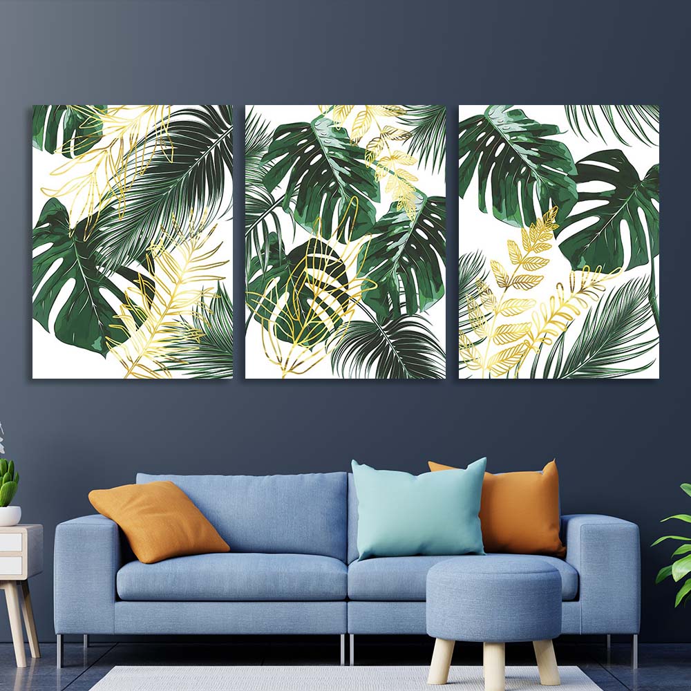 Multi Panel Canvas Wall Art Print Tropical Leaves