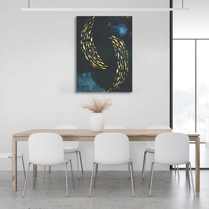 Abstraction Canvas Wall Art Print Golden fish on a blue background