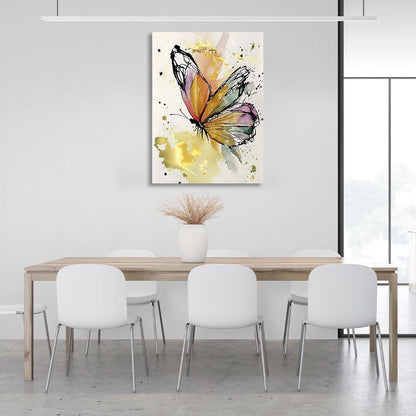 Canvas Wall Art Print Golden Watercolor butterfly