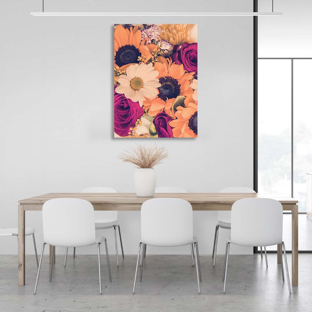 Canvas Wall Art Print Bouquet of Autumn Flowers