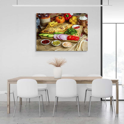 For the kitchen bread and vegetables Canvas Wall Art Print For Kitchen