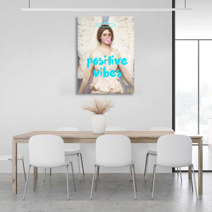 Canvas Wall Art Print Angel with gum. Positive vibes