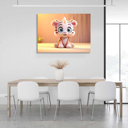 Canvas Wall Art Print Tiger cub with blue eyes