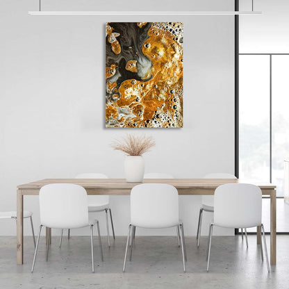 Abstraction Canvas Wall Art Print Divorces of gold paint on water