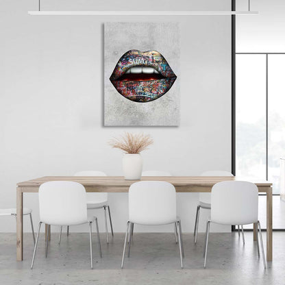 Canvas Wall Art Print Lips Graffiti