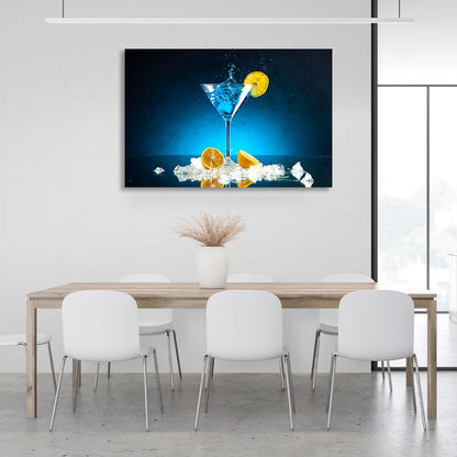 Canvas Wall Art Print For Kitchen Blue Lagoon with lemon