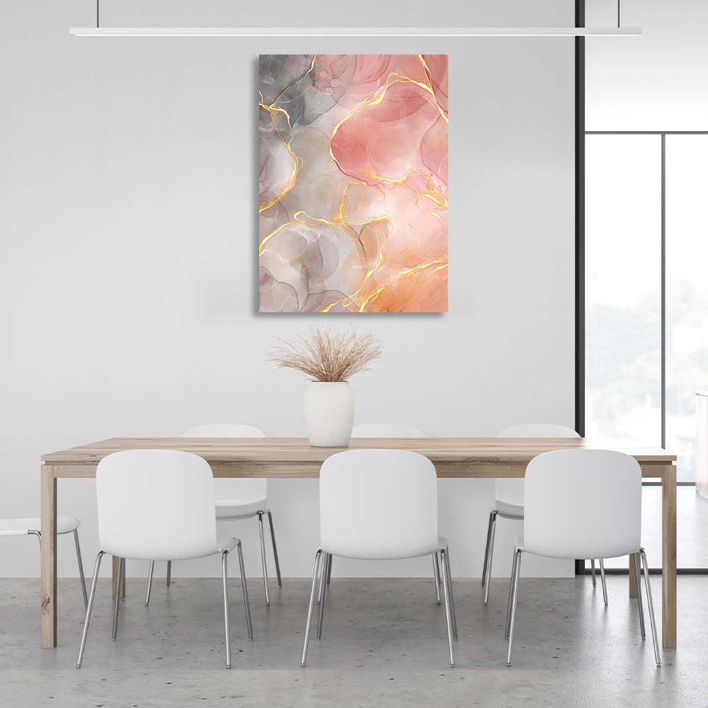 Abstraction Canvas Wall Art Print gray-pink marble