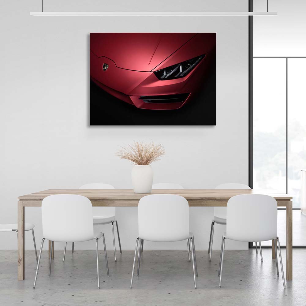 Canvas Wall Art Print front headlight red Lamborghini