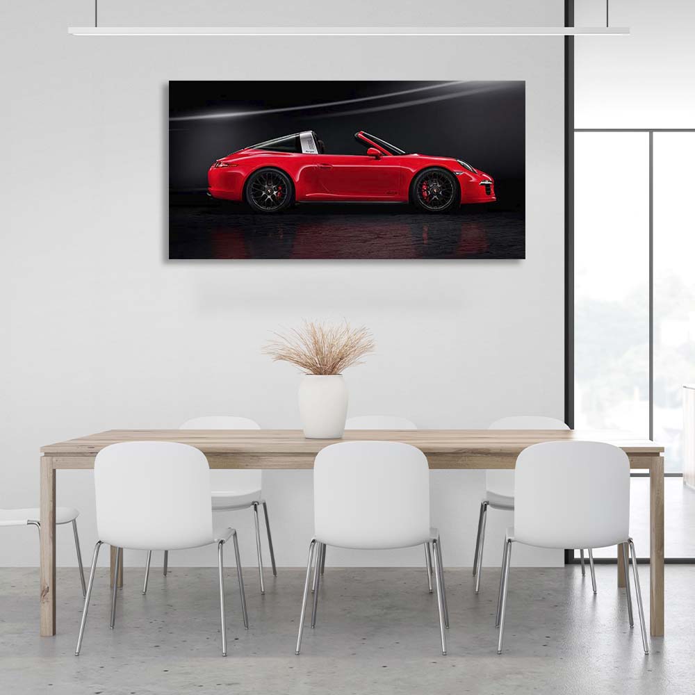 Canvas Wall Art Print Car red Porsche 911 Targa 4 GTS