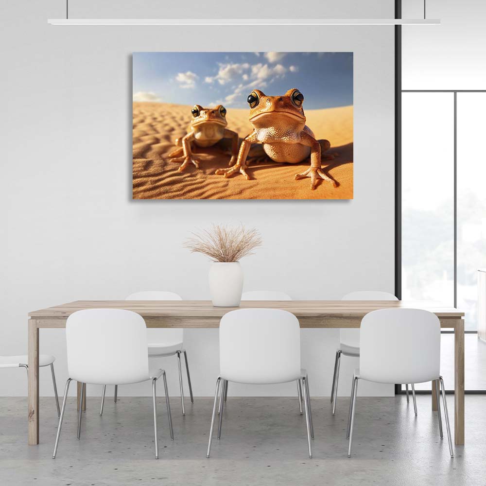 Canvas Wall Art Print Two frogs on the sand