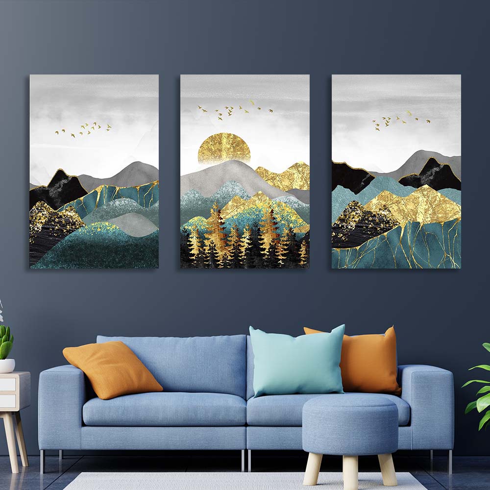 Multi Panel Canvas Wall Art Print Abstract hills