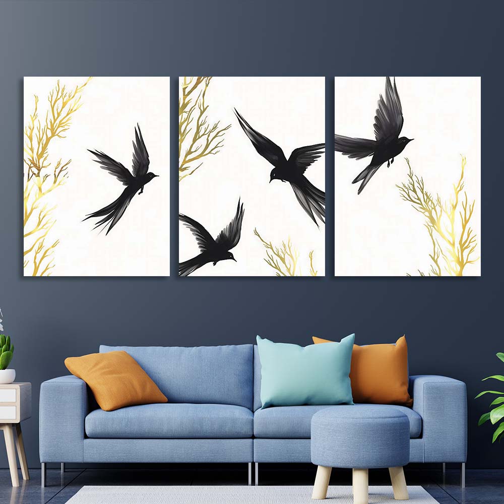 Multi Panel Canvas Wall Art Print Swallows