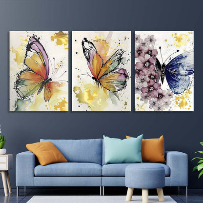 Multi Panel Canvas Wall Art Print Watercolor butterflies