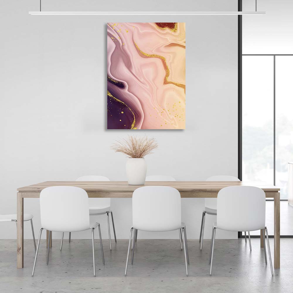 Abstraction Canvas Wall Art Print Purple-pink marble with gold