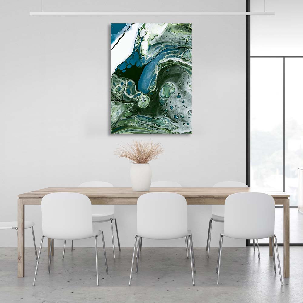 Abstraction Canvas Wall Art Print Divorces of blue-green paint on water