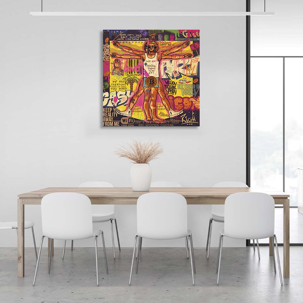 Pop art Golden Ratio with bitcoin Canvas Wall Art Print