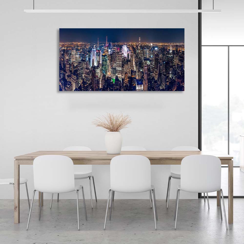 Canvas Wall Art Print View of night skyscrapers