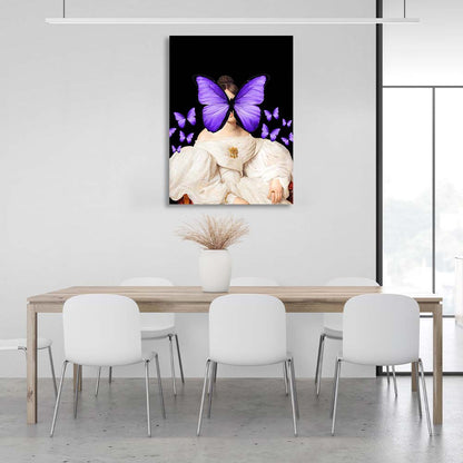 Canvas Wall Art Print Lady with purple butterfly