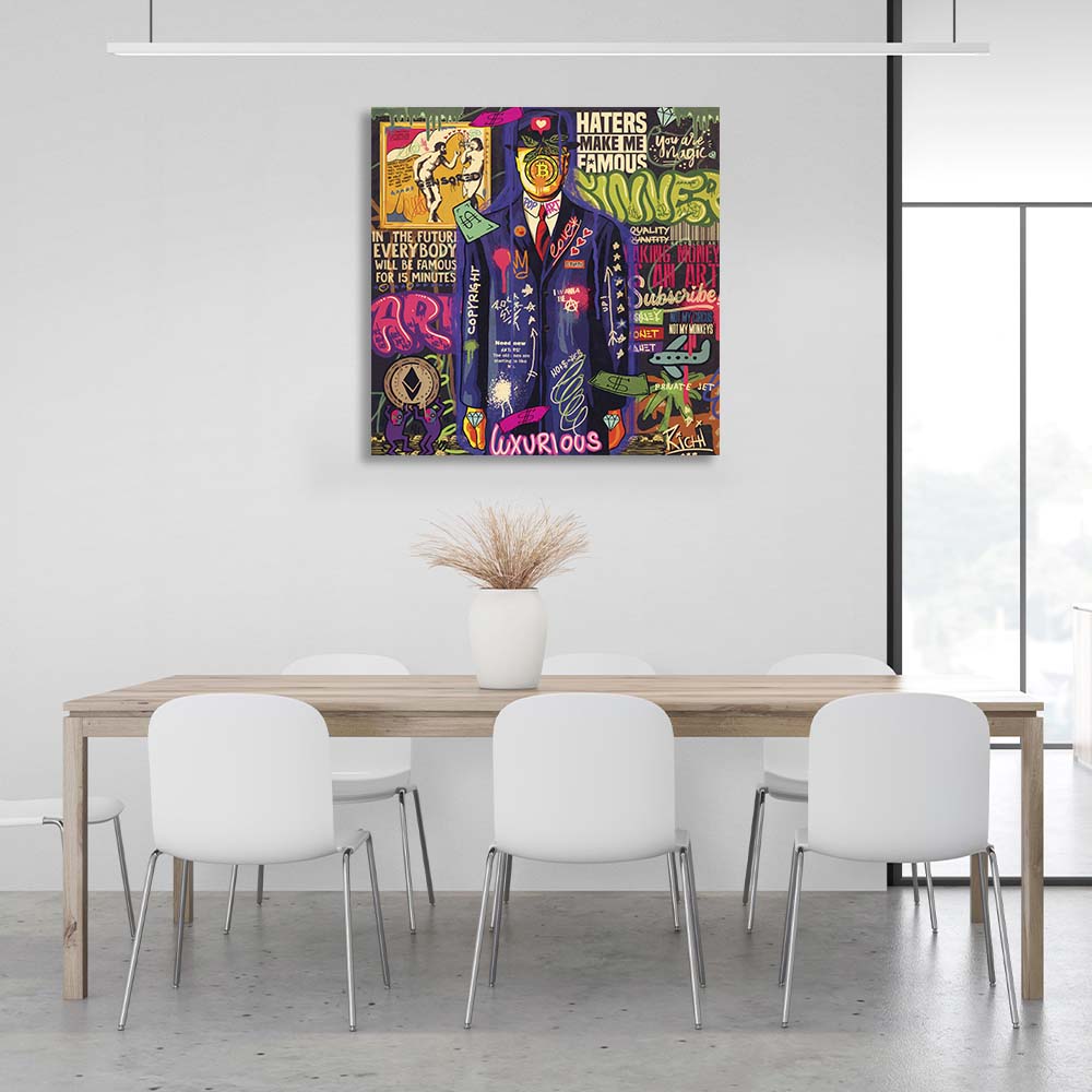 Pop art Son of Man with bitcoin Canvas Wall Art Print