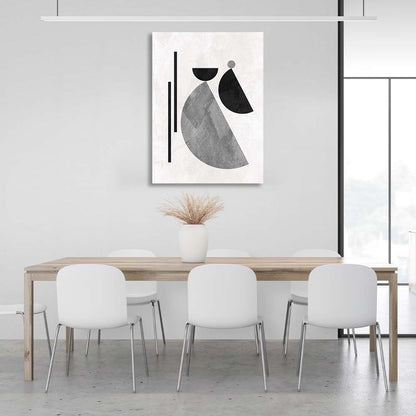 Abstraction Canvas Wall Art Print Gray and black geometric figures