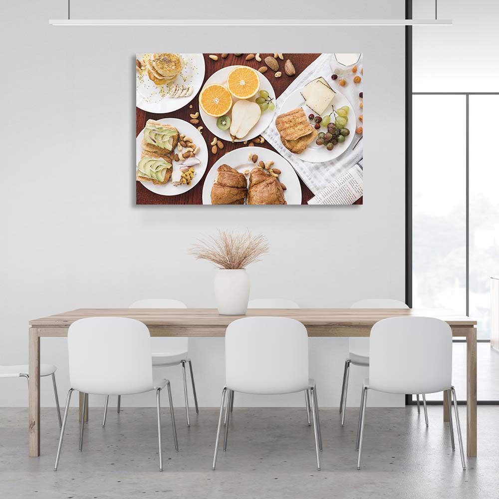 Canvas Wall Art Print For Kitchen Fruits and pastries