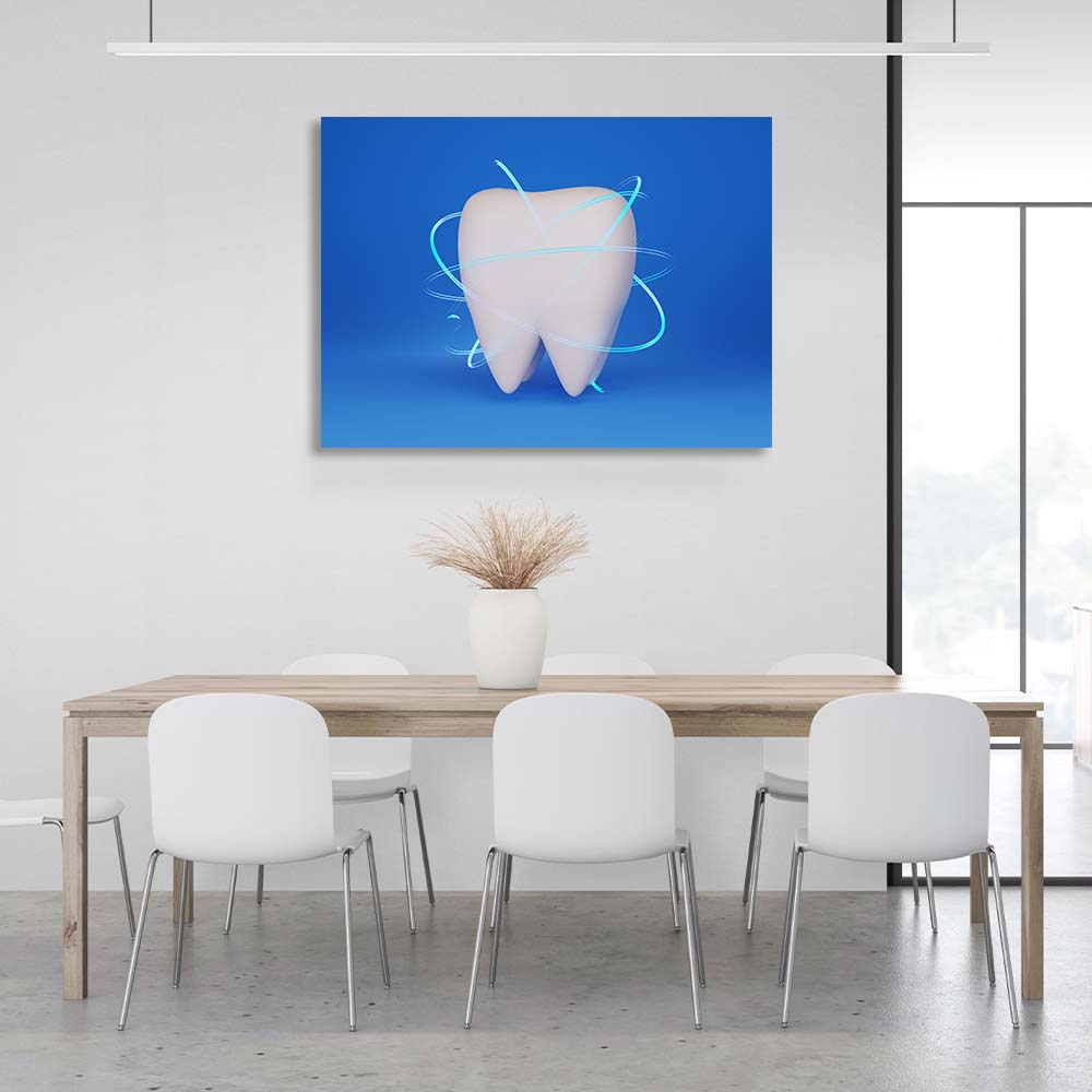 For dentistry tooth on a light blue background Canvas Wall Art Print