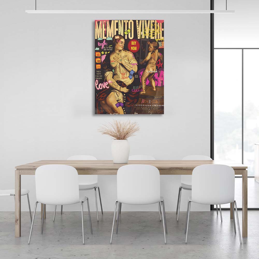 Pop Art Memento Vivere Canvas Wall Art Print