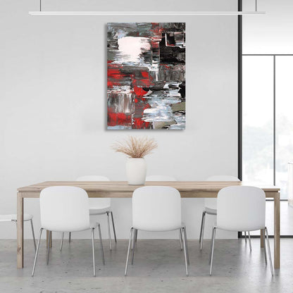 Abstraction Canvas Wall Art Print Strokes of red, white and black paint