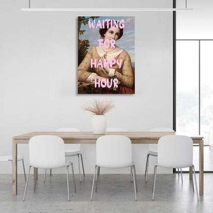 Canvas Wall Art Print Waiting for the happy hour