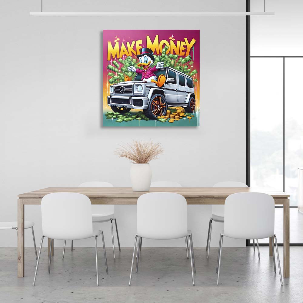 Inspirational Canvas Wall Art Print Scrooge on Mercedes Make Money