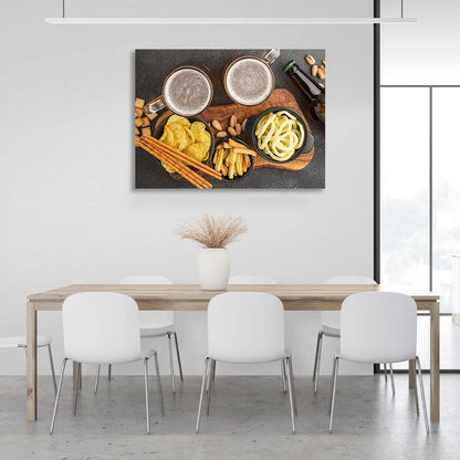 Canvas Wall Art Print For Kitchen Snacks with beer