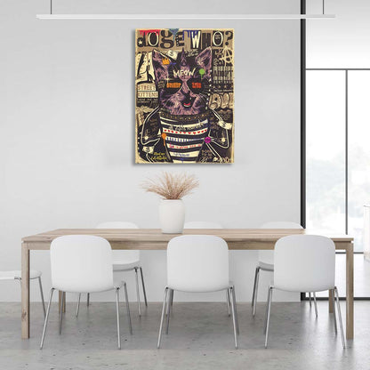 Pop Art A cat in a calfskin Canvas Wall Art Print