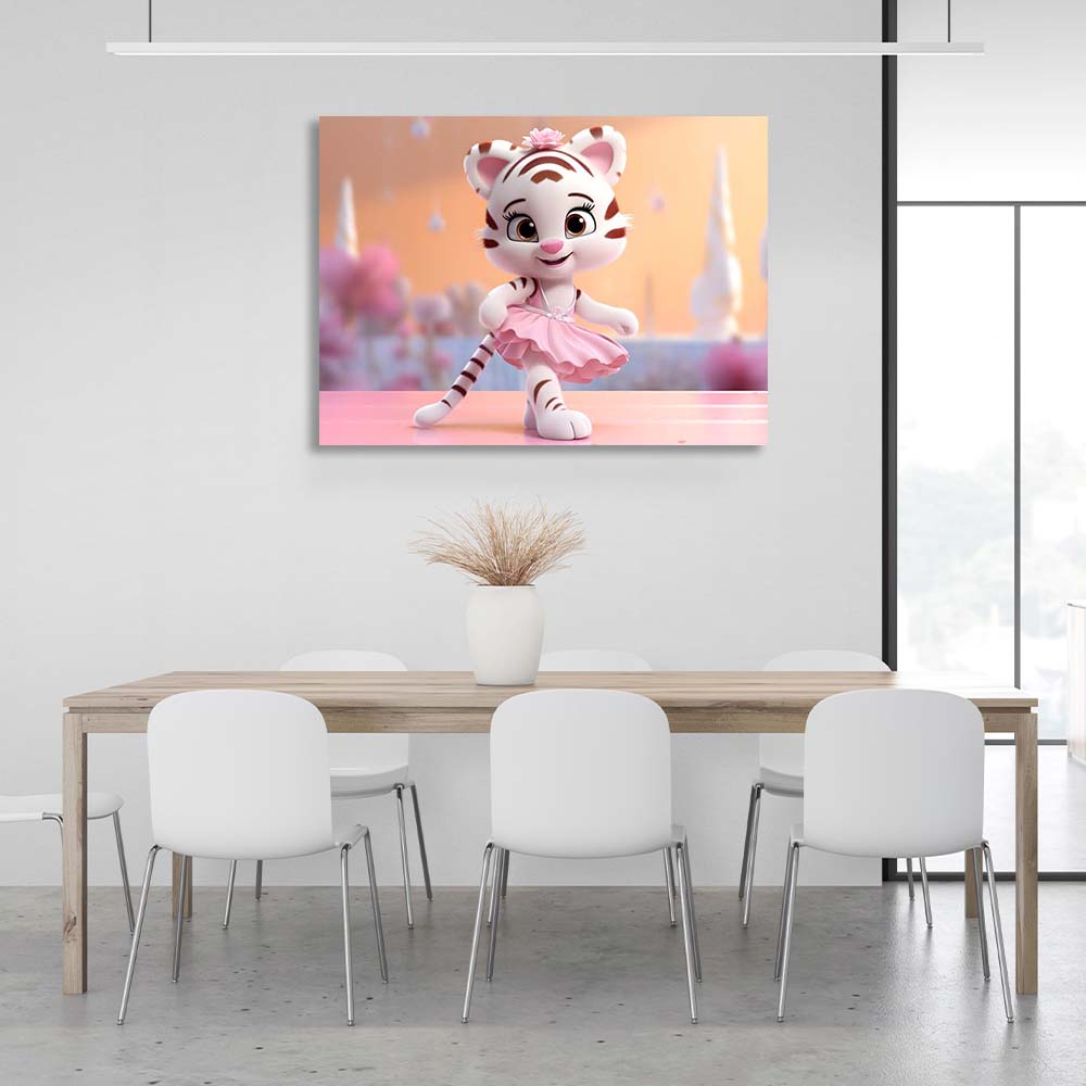 Canvas Wall Art Print Tiger in a pink skirt