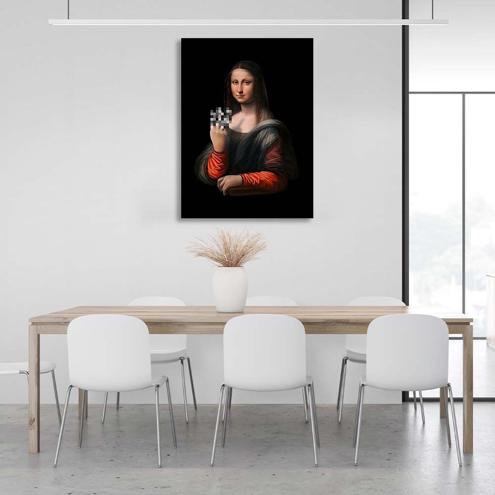 Canvas Wall Art Print Mona Lisa shows f*ck