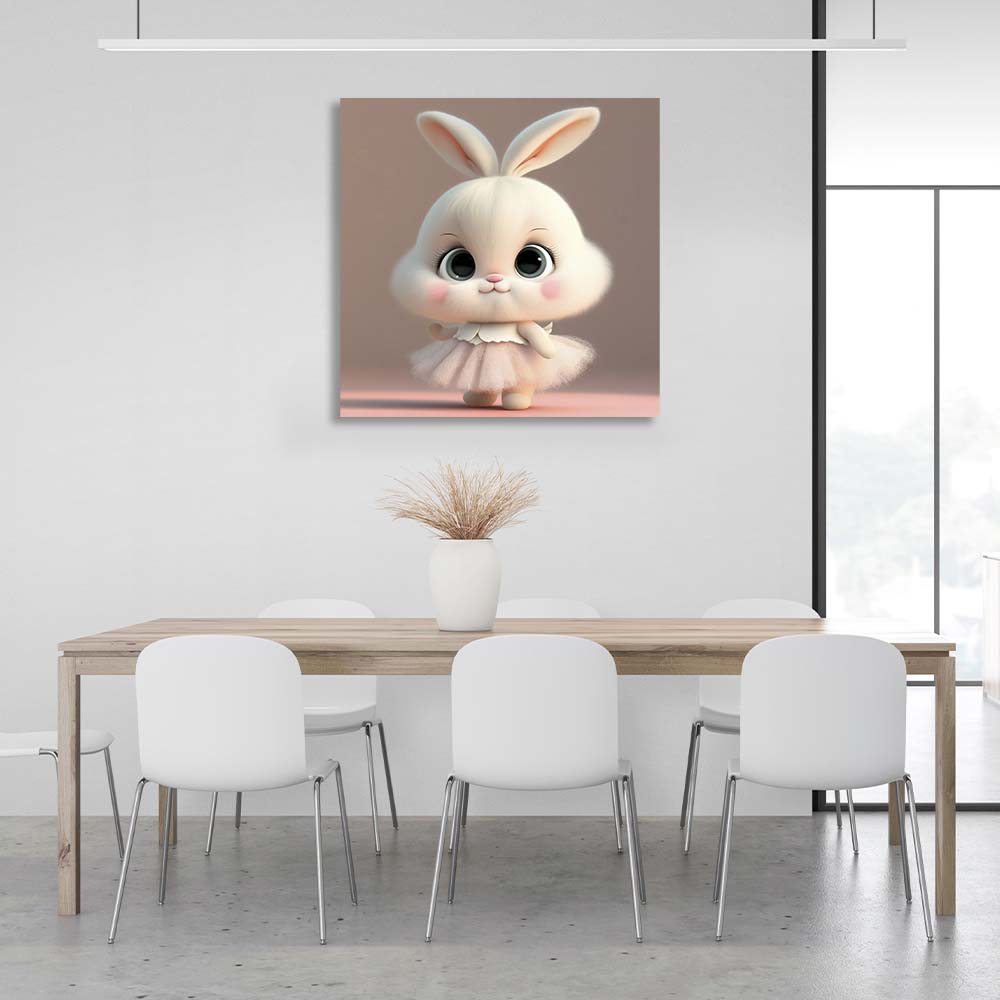 In the children's room Bunny in a dress Canvas Wall Art Print