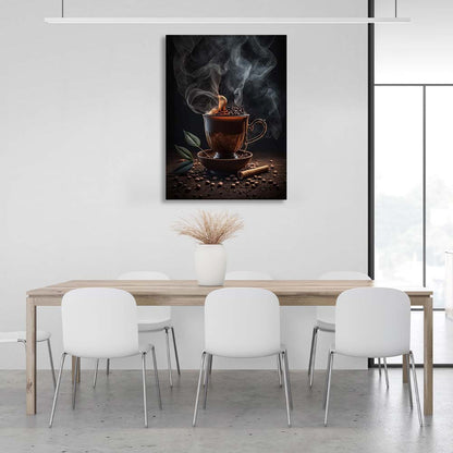 Canvas Wall Art Print For Kitchen Cup of coffee with chocolate