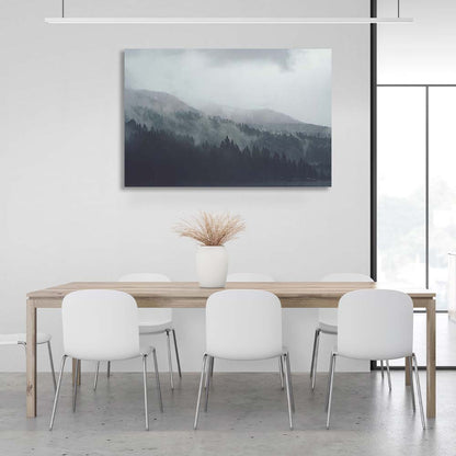 Canvas Wall Art Print Fog coming down from the mountains