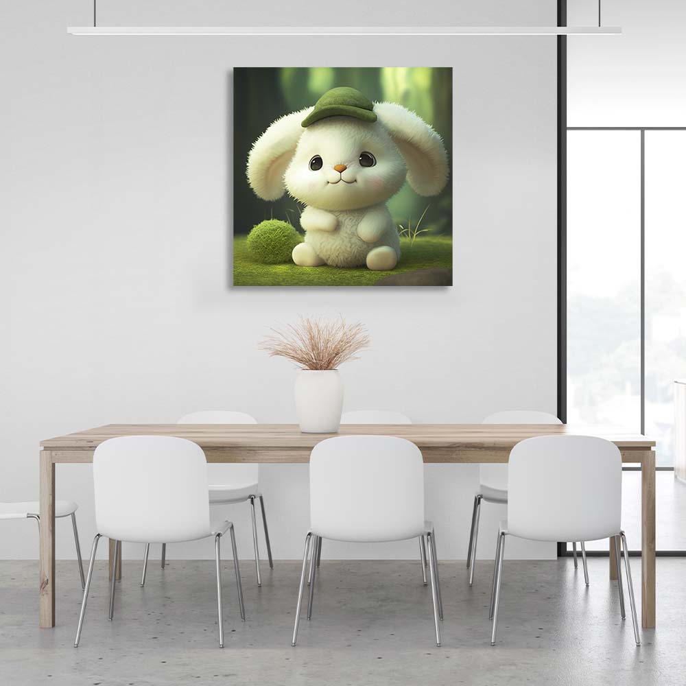 In the children's room Bunny on the lawn Canvas Wall Art Print