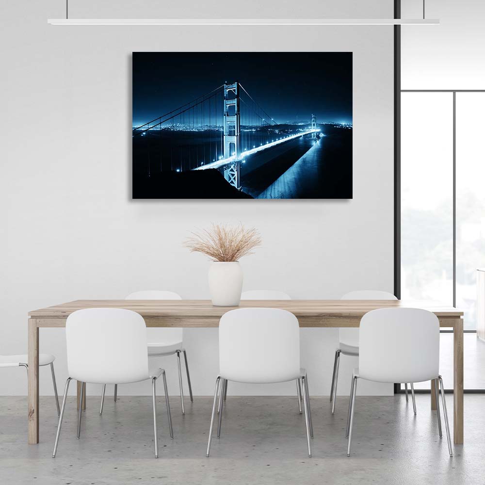 Canvas Wall Art Print Night Bridge Over San Francisco