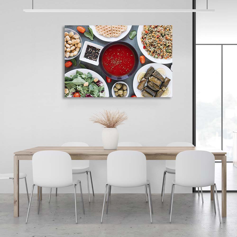 Canvas Wall Art Print For Kitchen Healthy Dinner