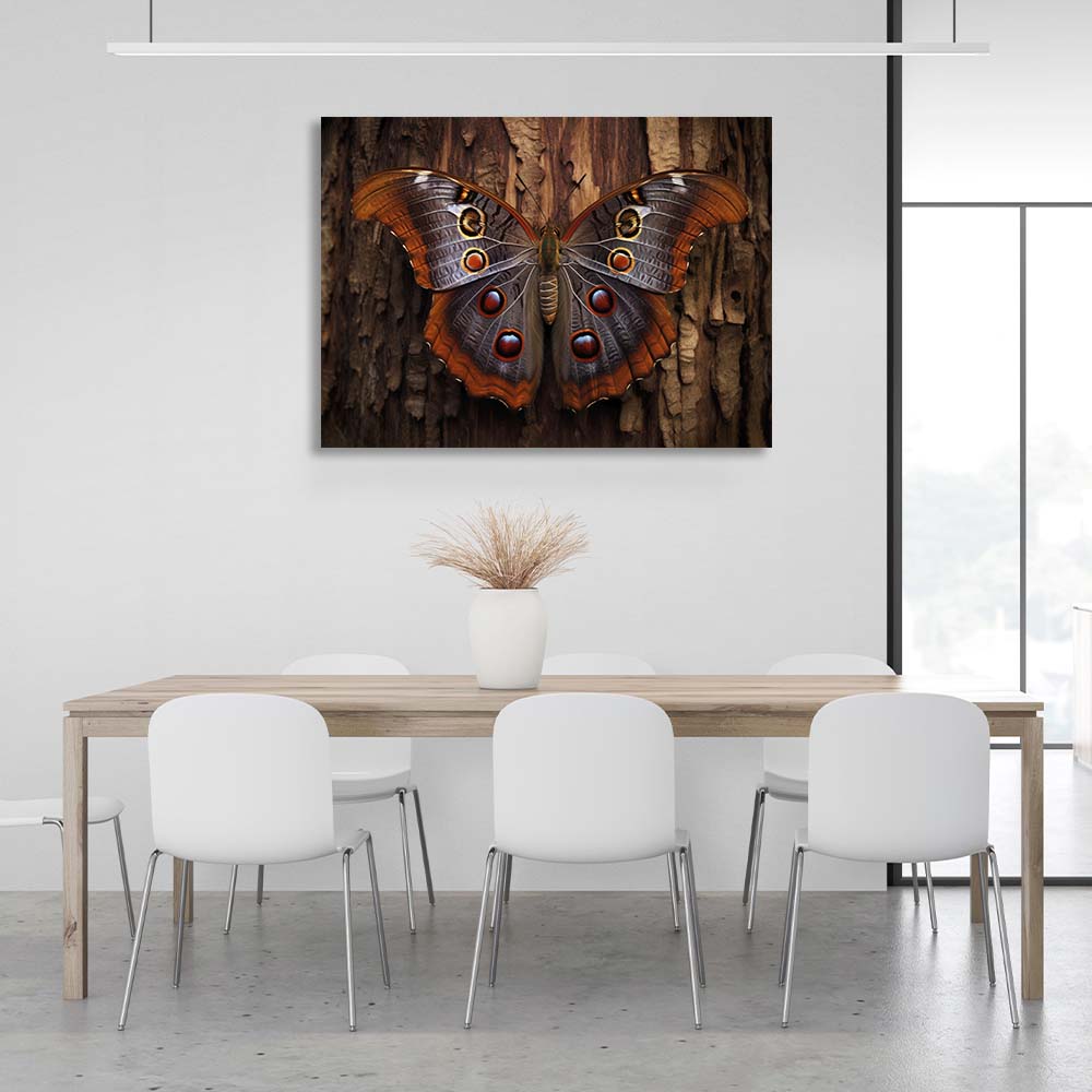 A butterfly on a tree Canvas Wall Art Print