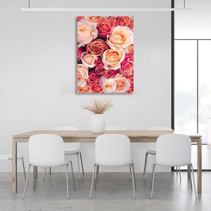 Canvas Wall Art Print Red and cream roses