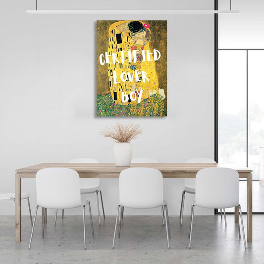 Canvas Wall Art Print The Kiss. Certified Lover Boy