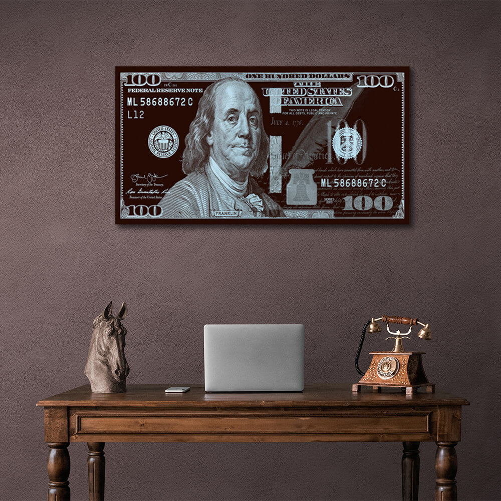 100 dollar black platinum Рlatinum Franklin Inspirational Canvas Wall Art Print